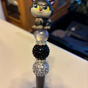 Lucifer cat beaded pen   New no tags